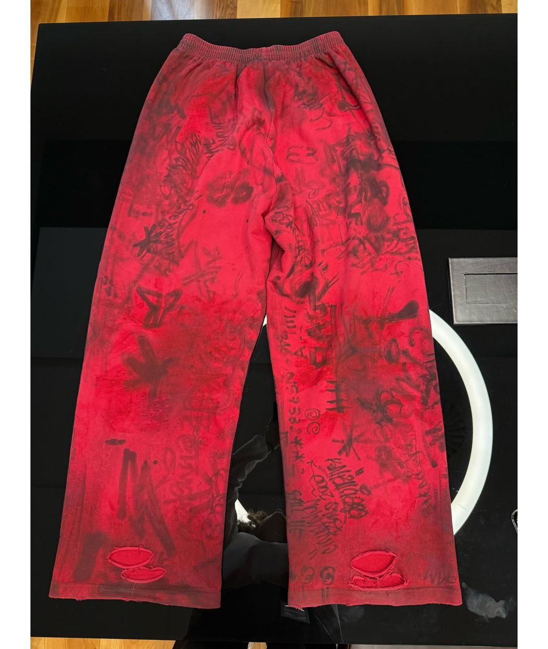 BALENCIAGA Красные хлопковые брюки широкие, фото 2