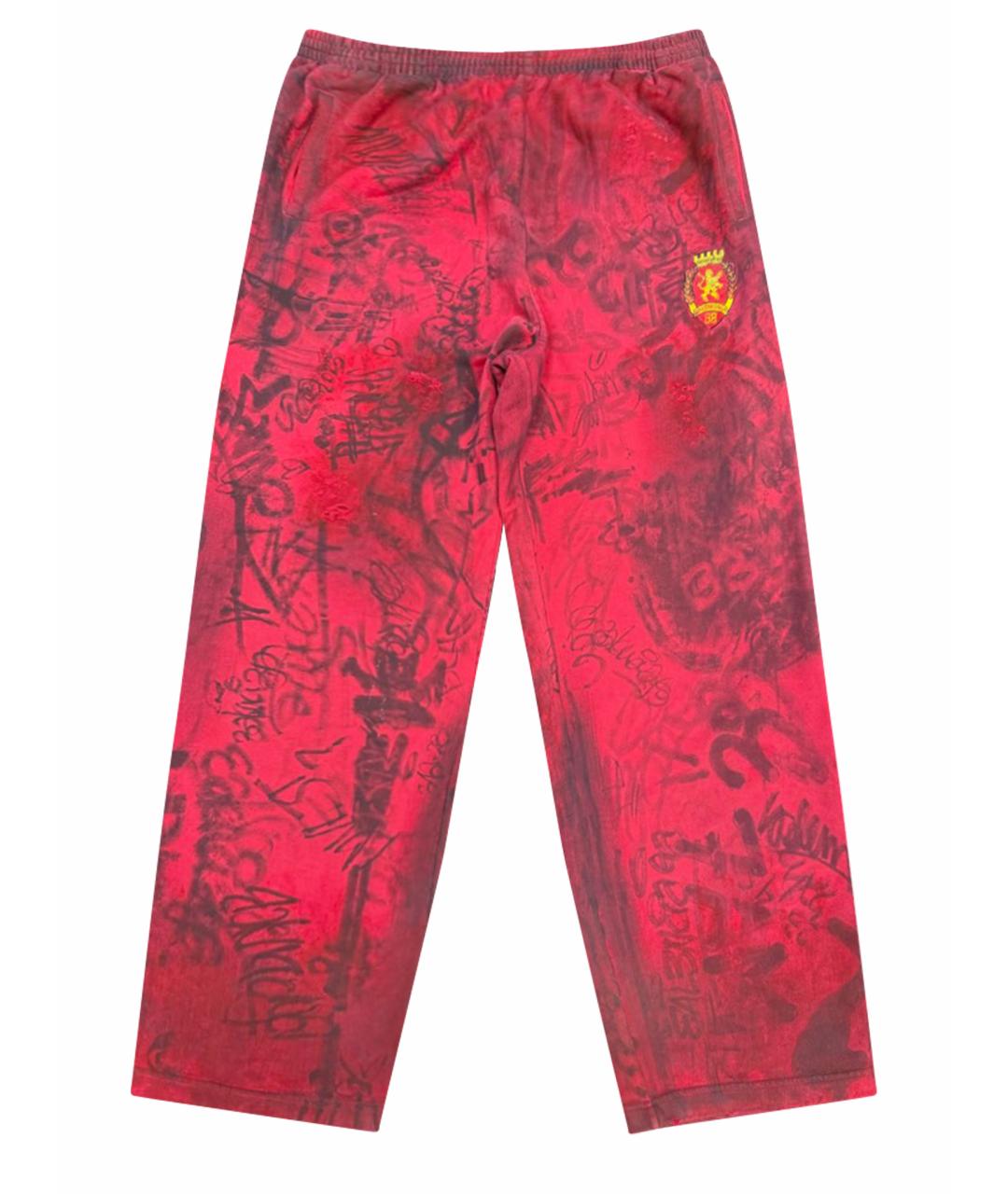 BALENCIAGA Красные хлопковые брюки широкие, фото 1