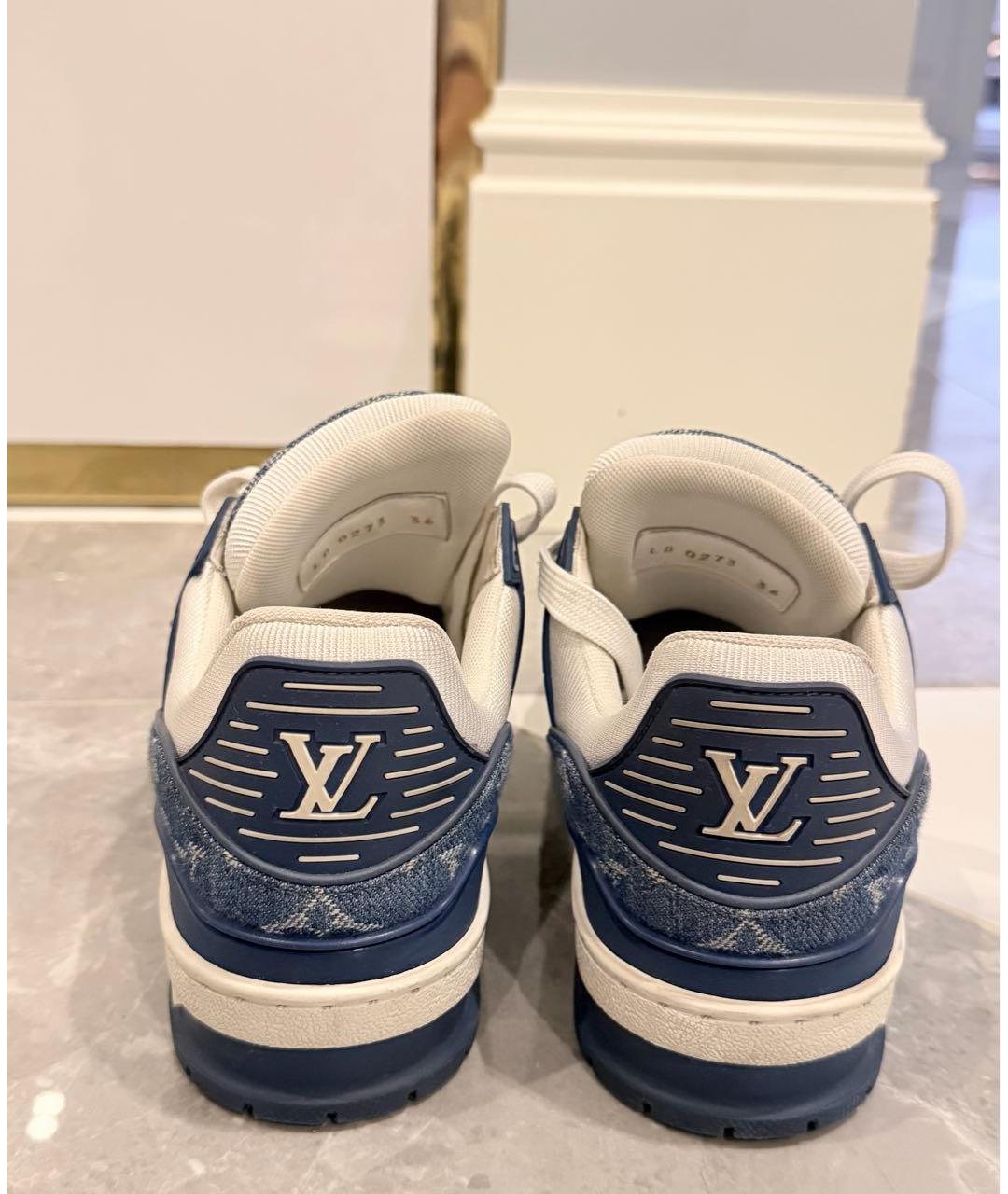 LOUIS VUITTON Синие кожаные кроссовки, фото 3