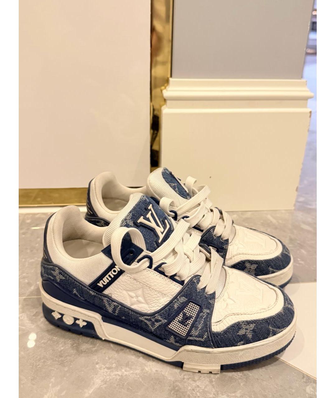 LOUIS VUITTON Синие кожаные кроссовки, фото 2