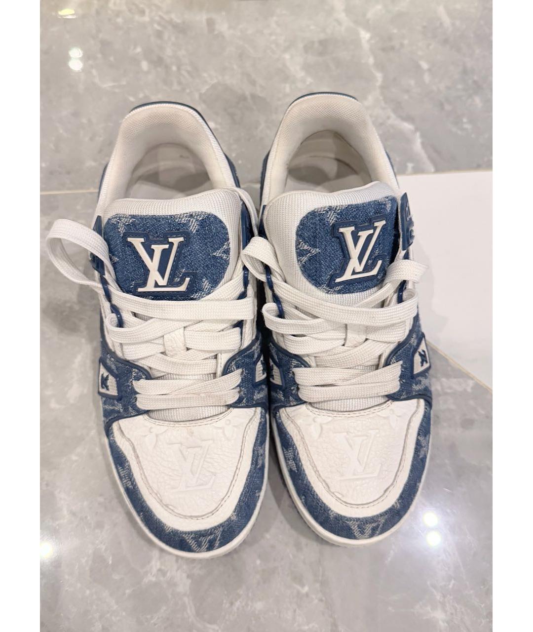 LOUIS VUITTON Синие кожаные кроссовки, фото 5