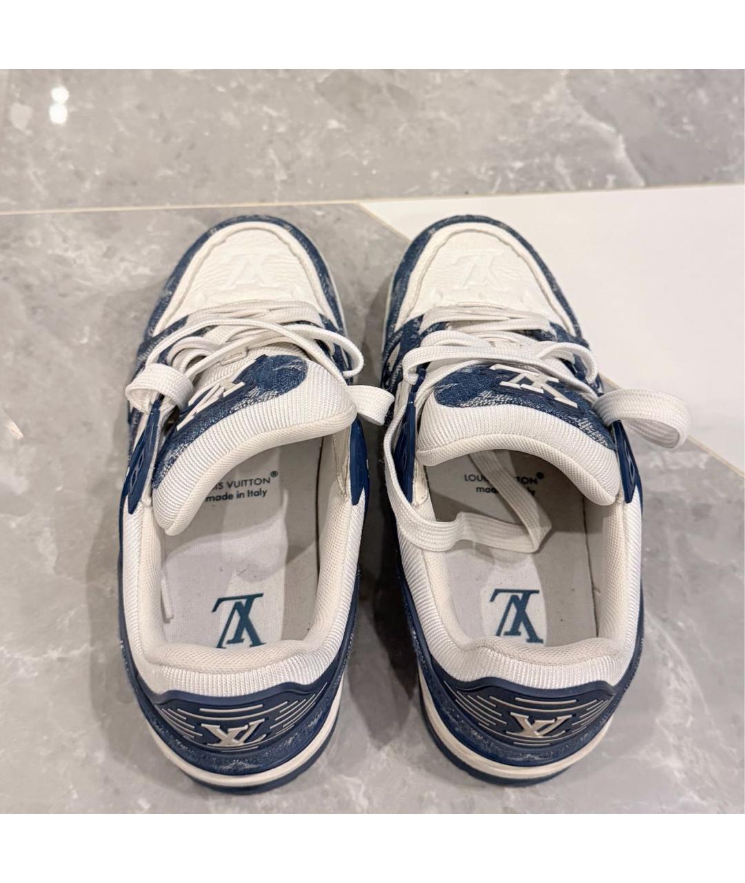 LOUIS VUITTON Синие кожаные кроссовки, фото 4