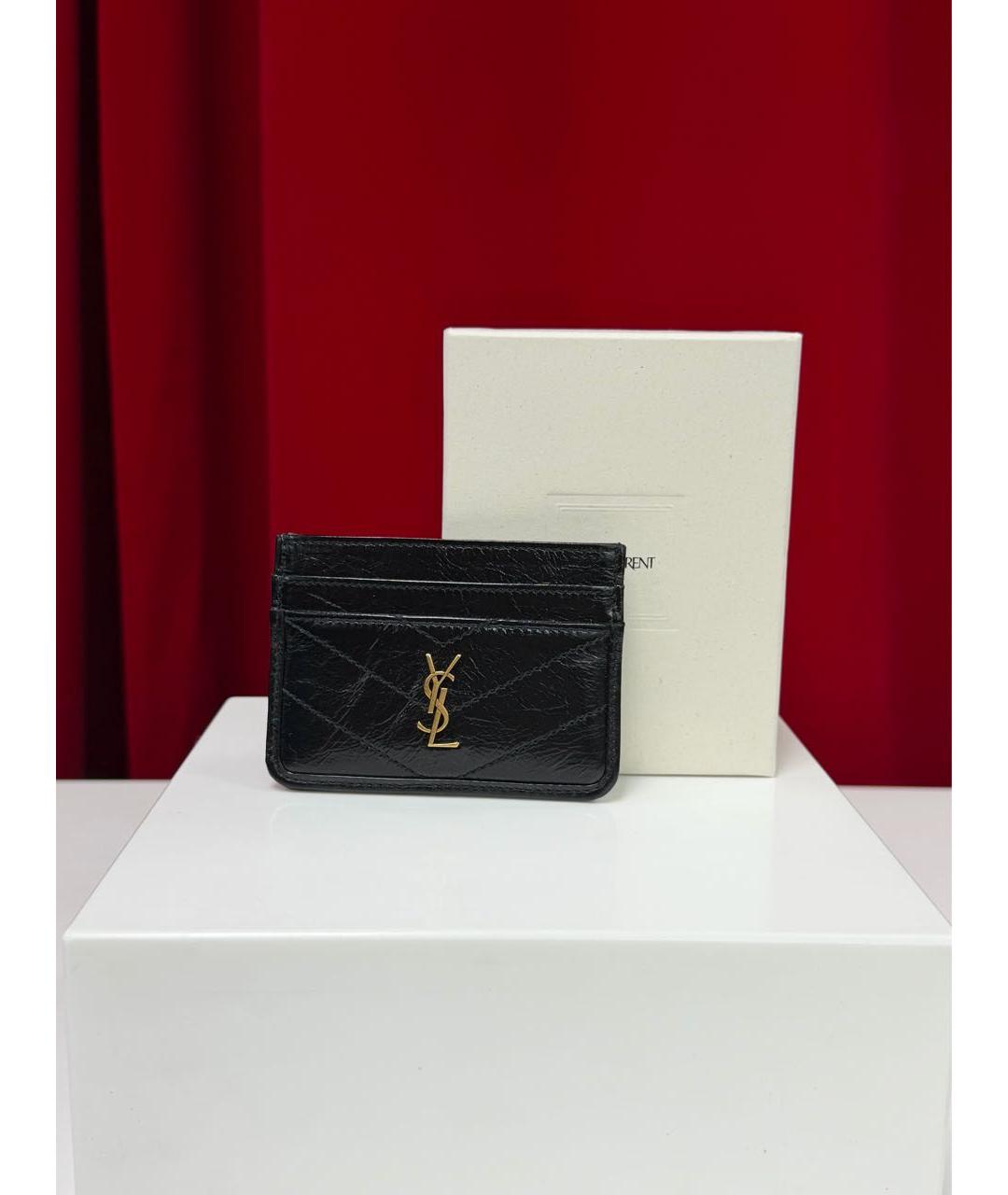 SAINT LAURENT Черный кожаный кардхолдер, фото 5