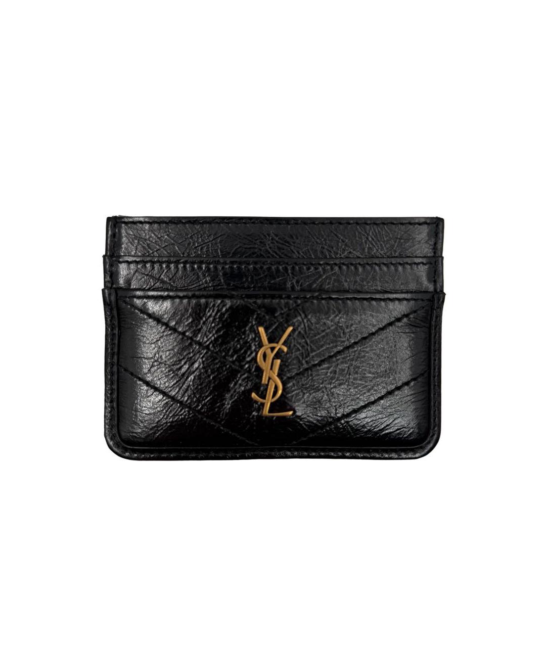 SAINT LAURENT Черный кожаный кардхолдер, фото 6