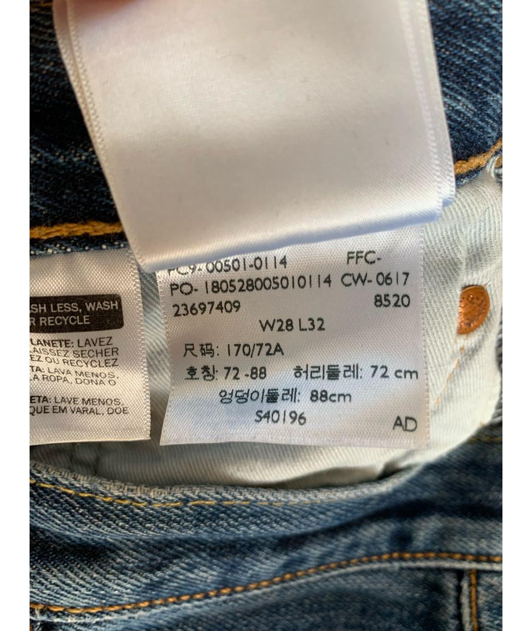 LEVI'S Синие хлопковые прямые джинсы, фото 4