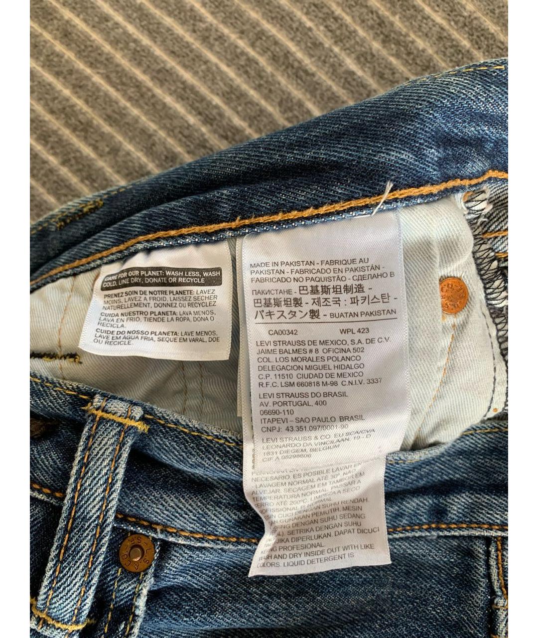 LEVI'S Синие хлопковые прямые джинсы, фото 5