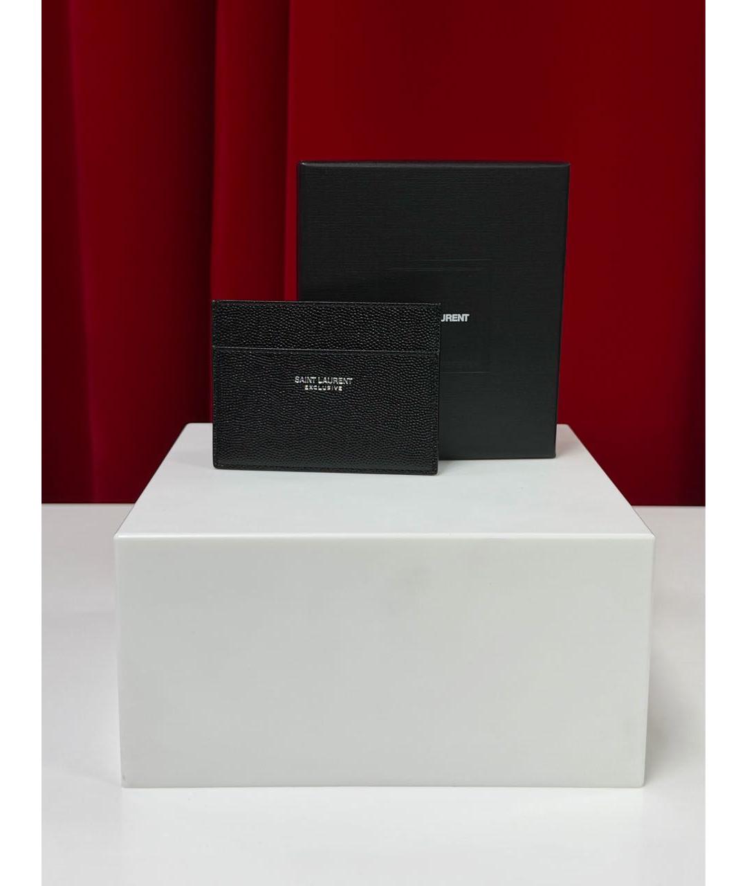 SAINT LAURENT Черный кожаный кардхолдер, фото 4