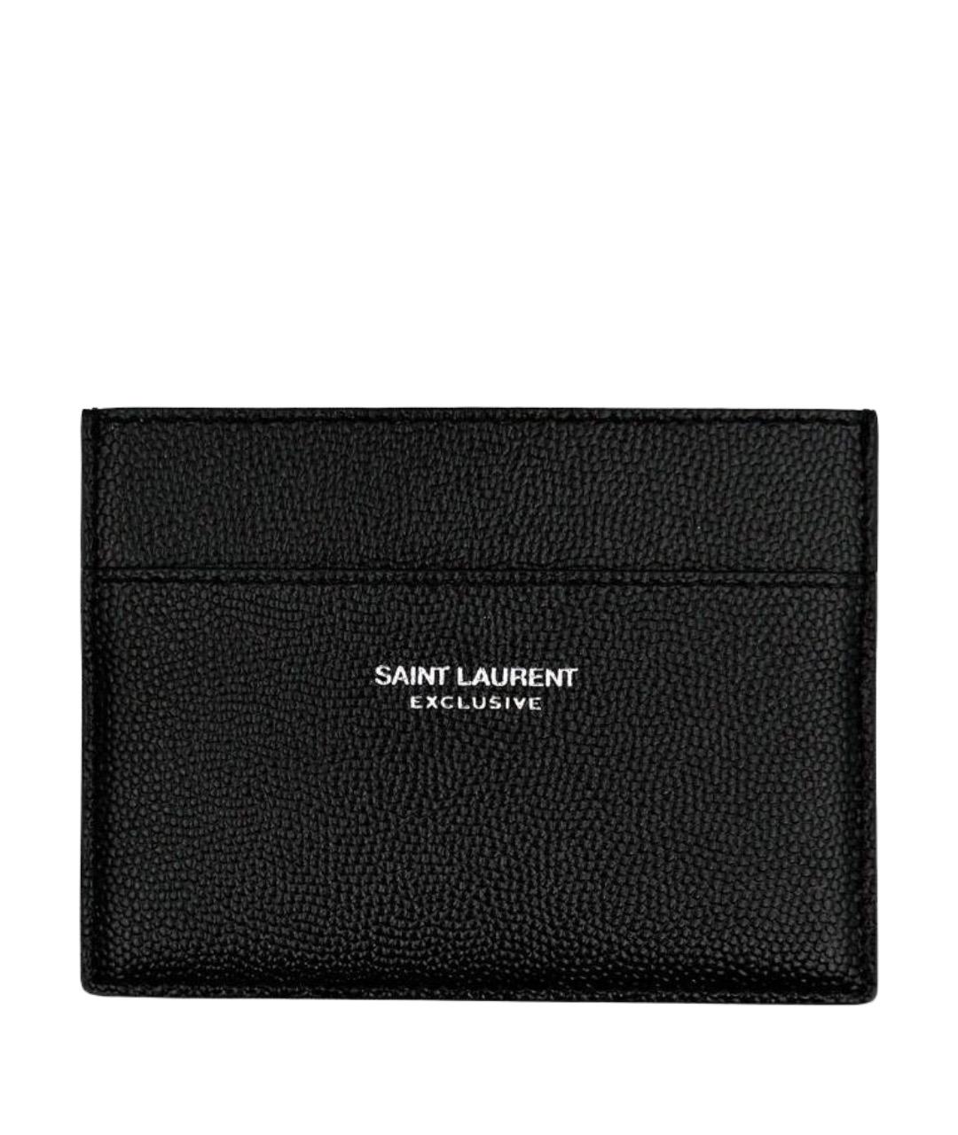 SAINT LAURENT Черный кожаный кардхолдер, фото 1