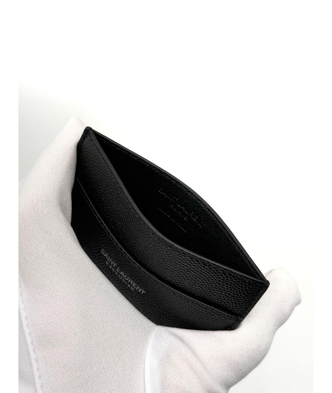 SAINT LAURENT Черный кожаный кардхолдер, фото 3