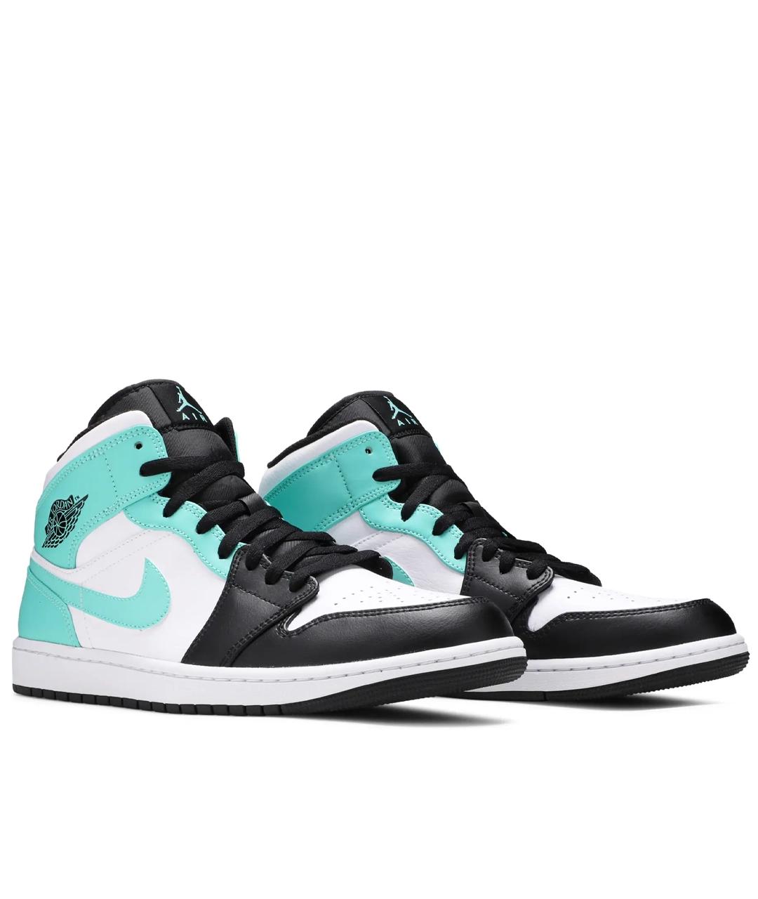 JORDAN Бирюзовые кожаные высокие кроссовки / кеды, фото 2