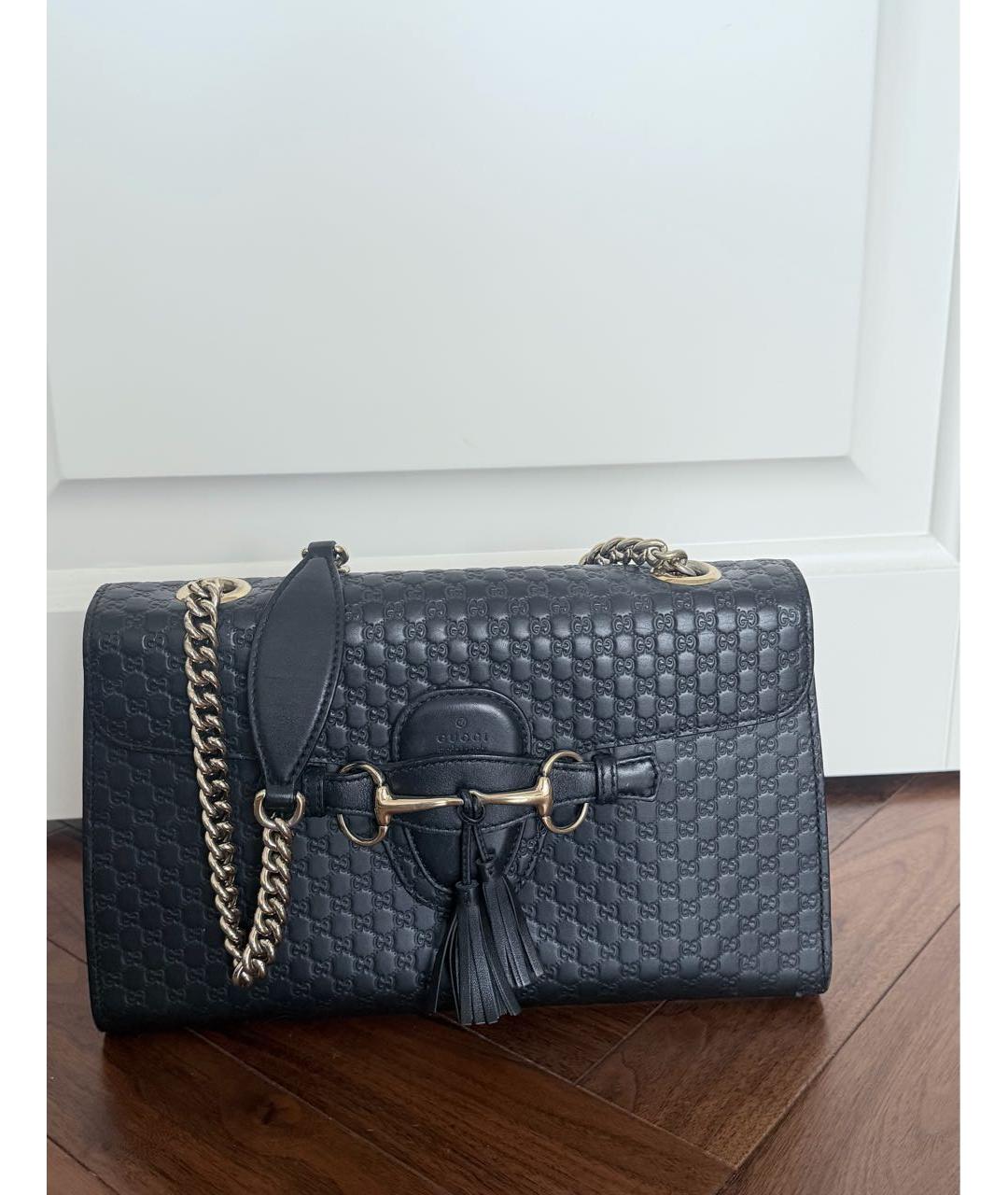 GUCCI Черная кожаная сумка через плечо, фото 5