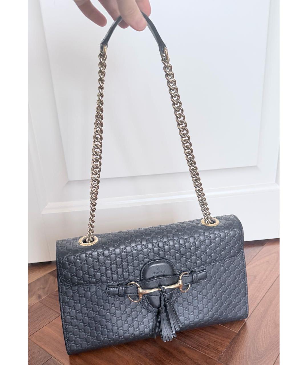 GUCCI Черная кожаная сумка через плечо, фото 2