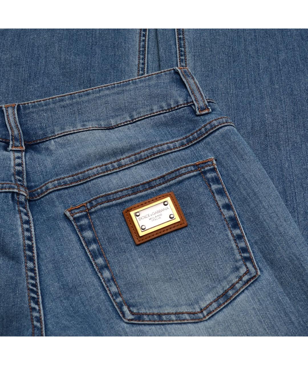 DOLCE&GABBANA Голубые хлопко-эластановые джинсы клеш, фото 6
