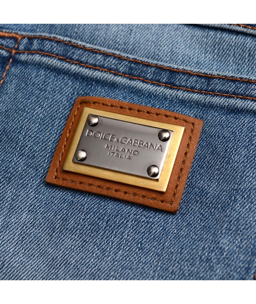 DOLCE&GABBANA Голубые хлопко-эластановые джинсы клеш, фото 7