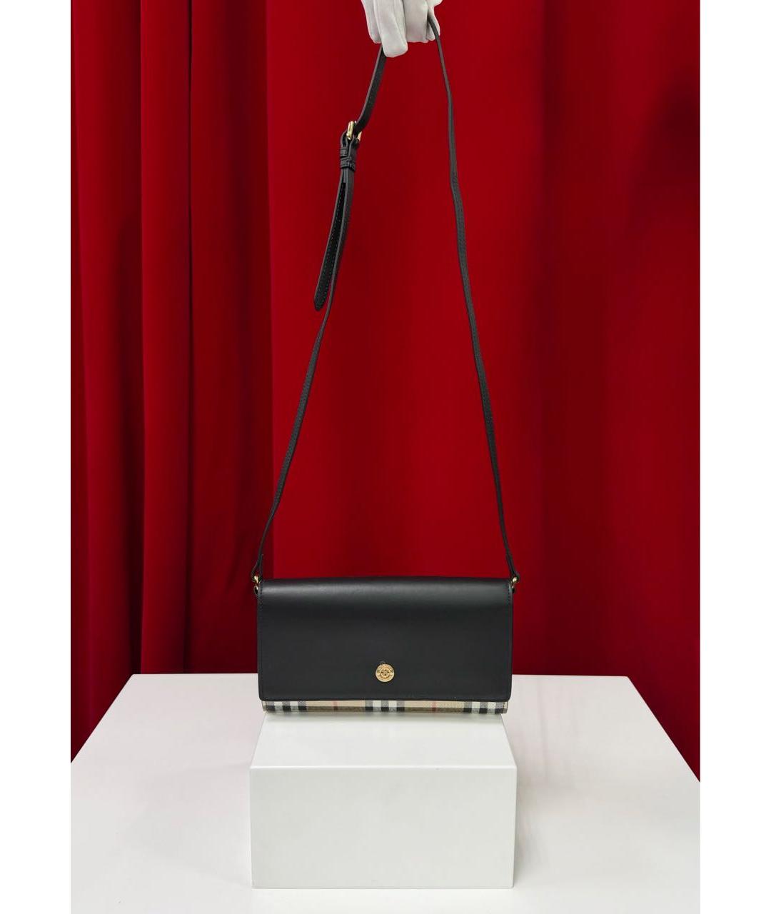 BURBERRY Черная кожаная сумка через плечо, фото 5