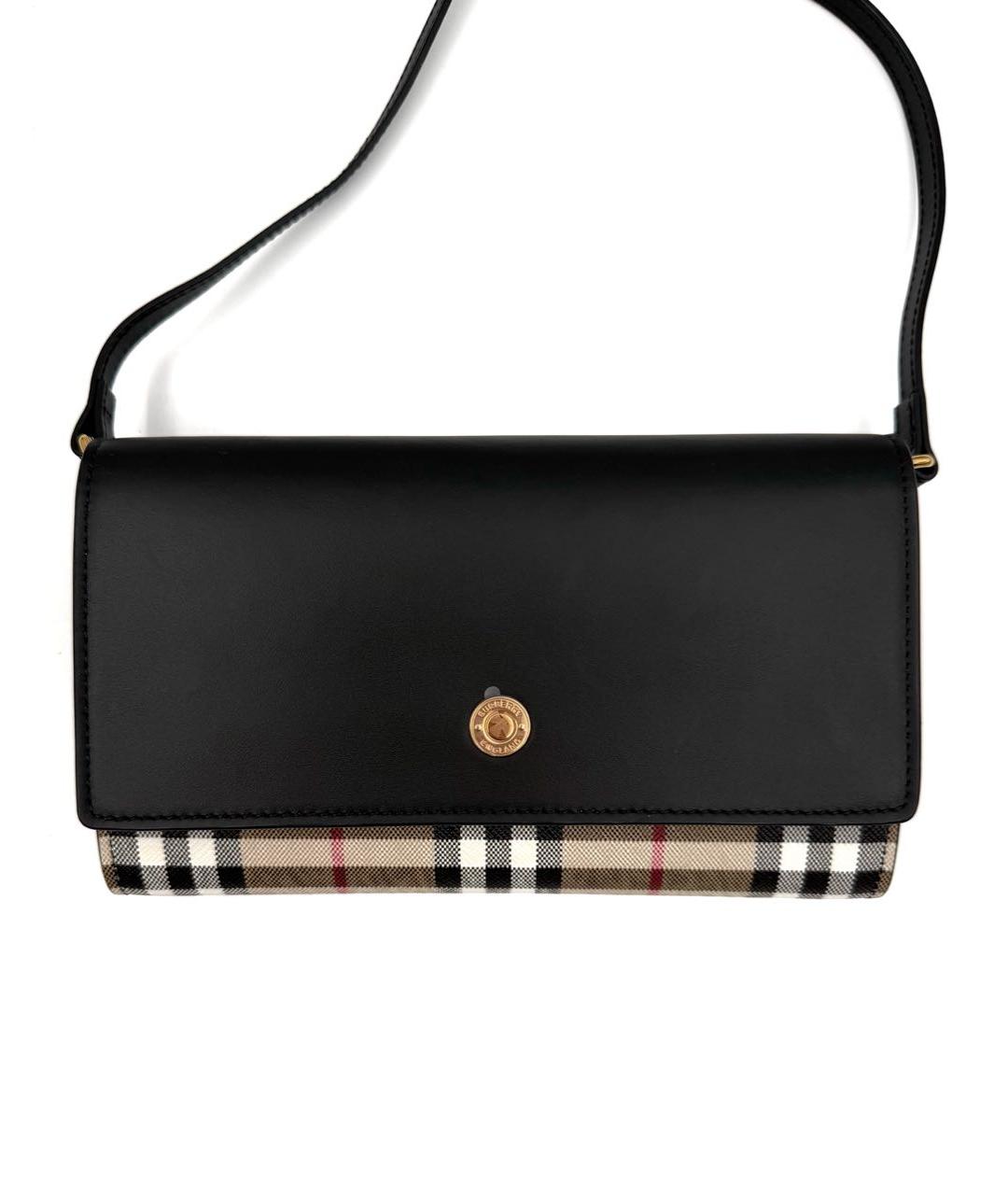 BURBERRY Черная кожаная сумка через плечо, фото 7