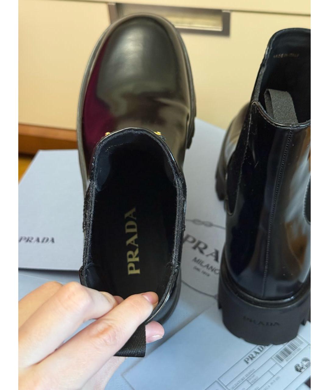PRADA Черные кожаные сапоги, фото 5