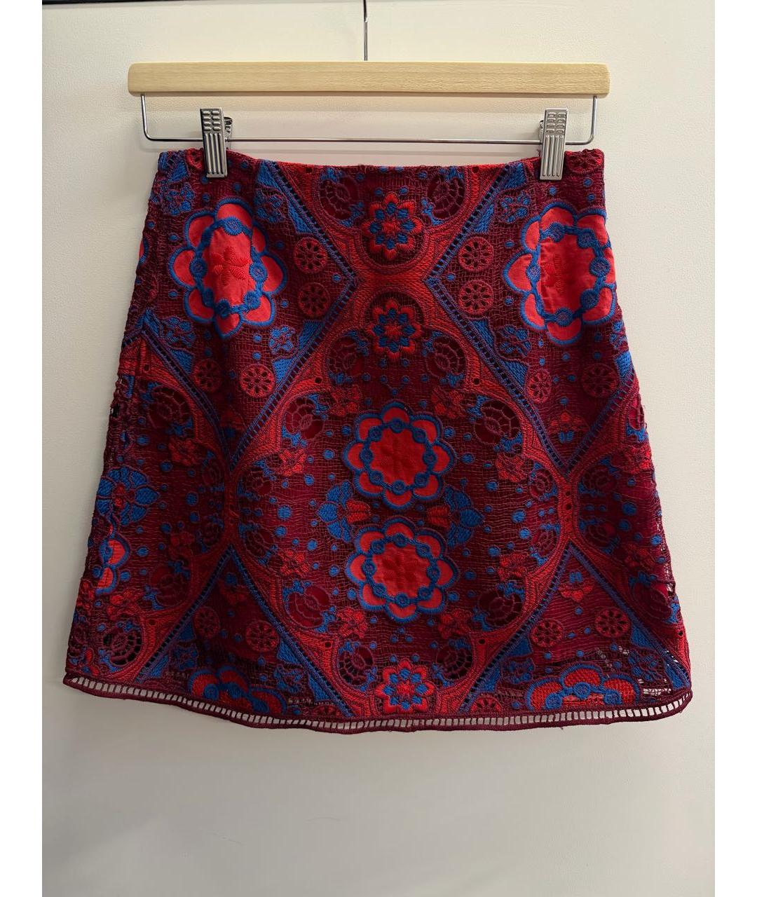 SANDRO Бордовая кружевная юбка мини, фото 2
