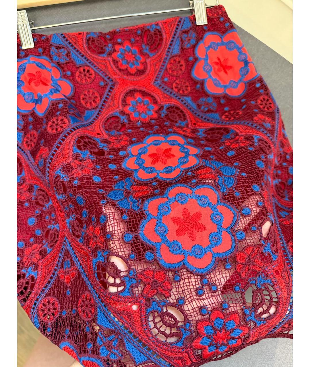 SANDRO Бордовая кружевная юбка мини, фото 4