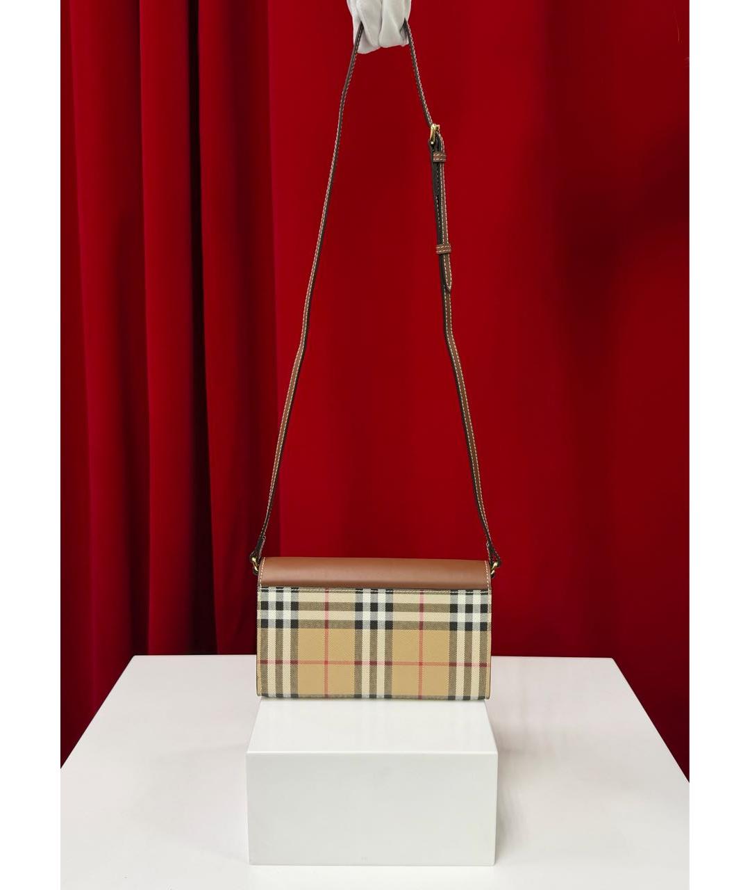 BURBERRY Коричневая кожаная сумка через плечо, фото 6