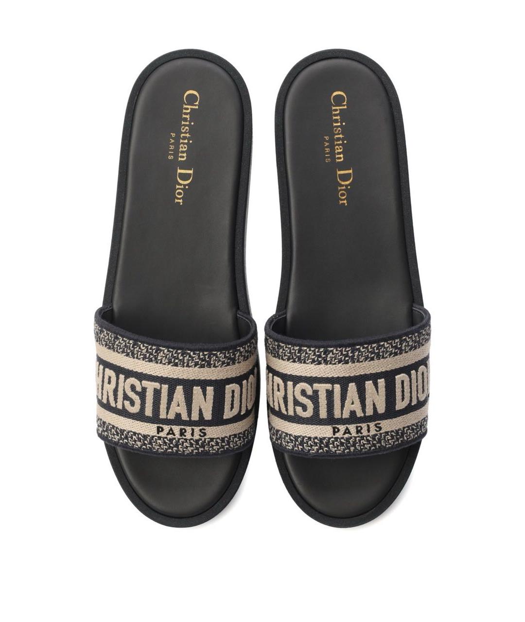 CHRISTIAN DIOR Мульти текстильные шлепанцы, фото 6