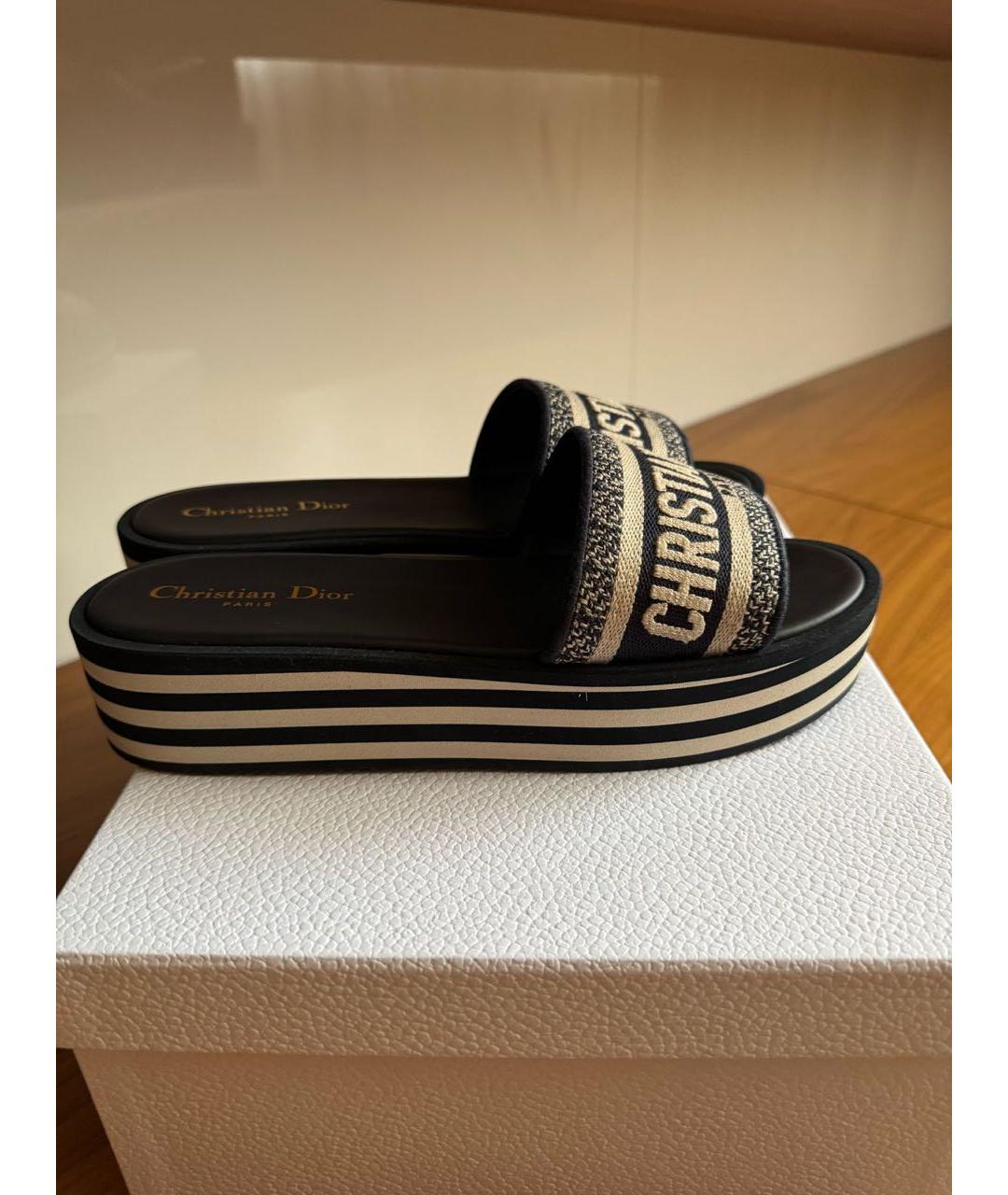CHRISTIAN DIOR Мульти текстильные шлепанцы, фото 7