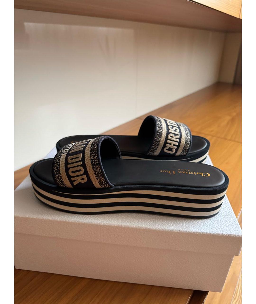 CHRISTIAN DIOR Мульти текстильные шлепанцы, фото 2