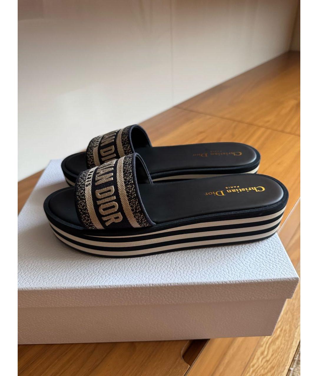 CHRISTIAN DIOR Мульти текстильные шлепанцы, фото 3
