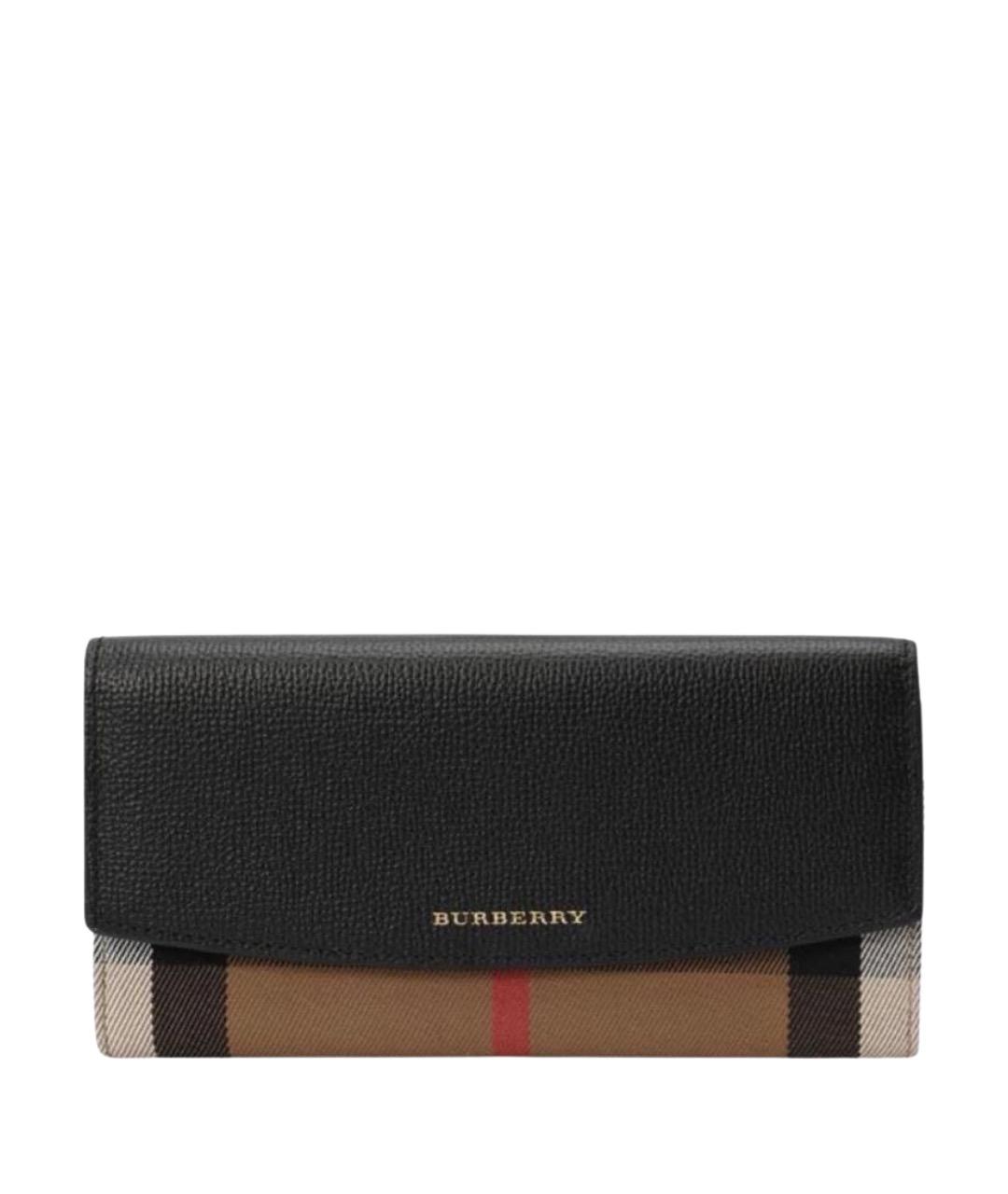 BURBERRY Черный кожаный кошелек, фото 1