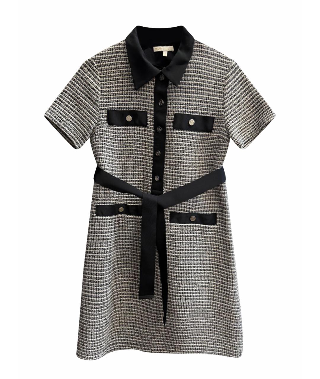 MAJE Антрацитовое твидовое повседневное платье, фото 1