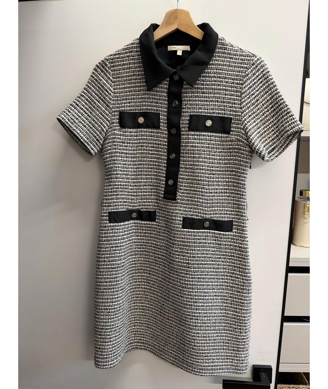 MAJE Антрацитовое твидовое повседневное платье, фото 2