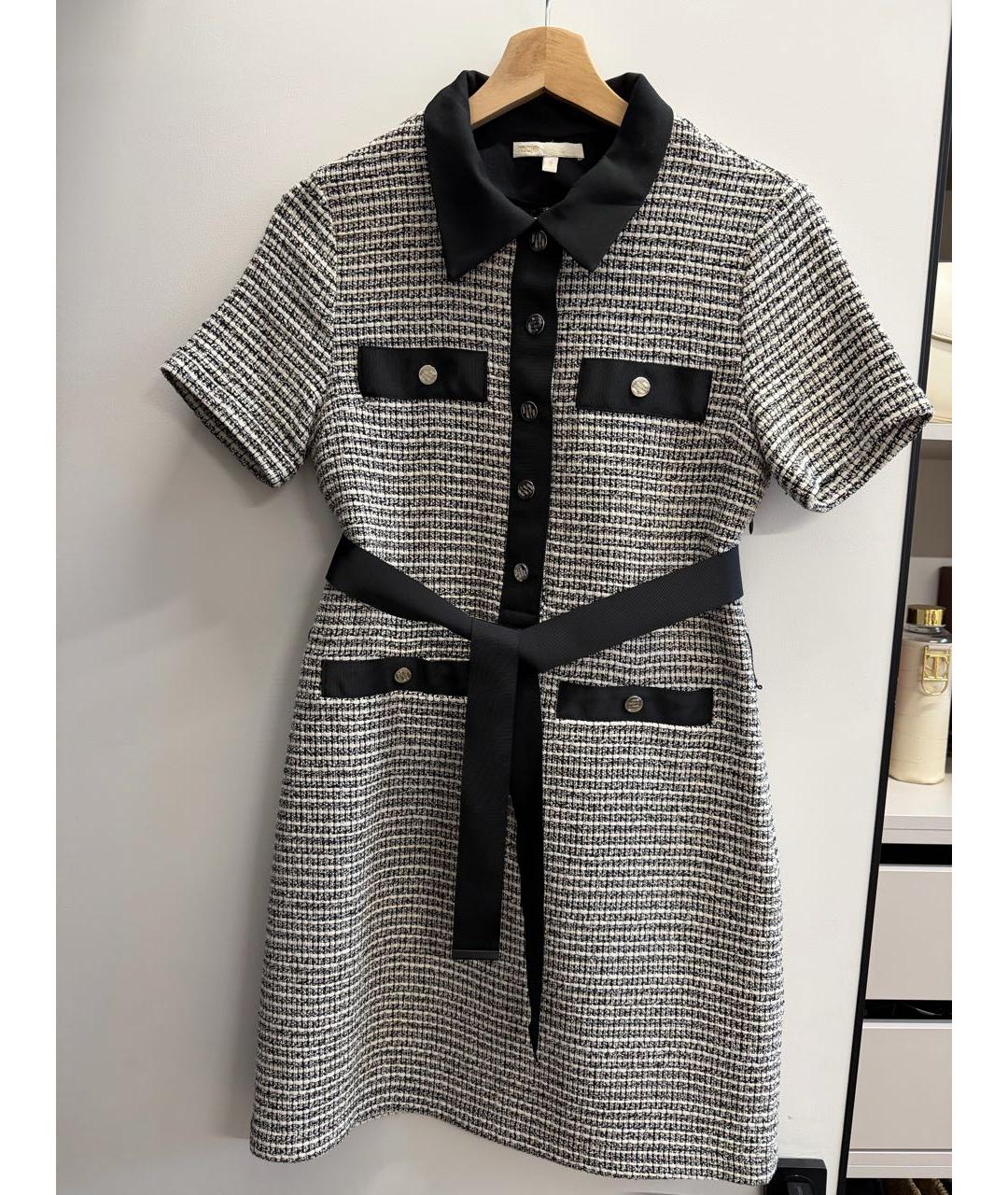 MAJE Антрацитовое твидовое повседневное платье, фото 5