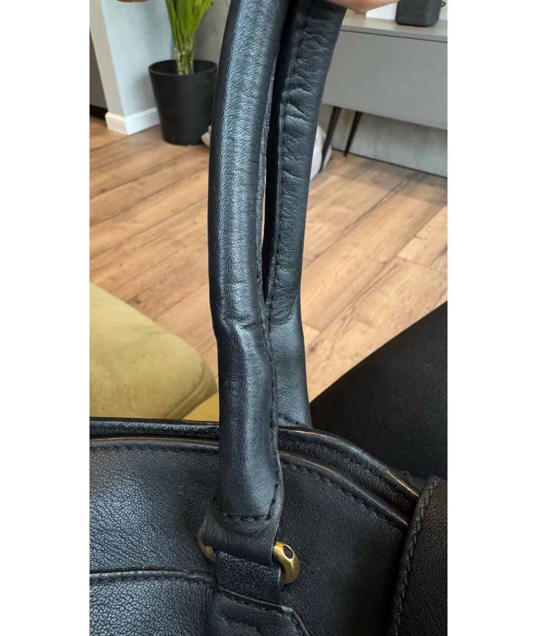 SAINT LAURENT Черная кожаная сумка тоут, фото 5