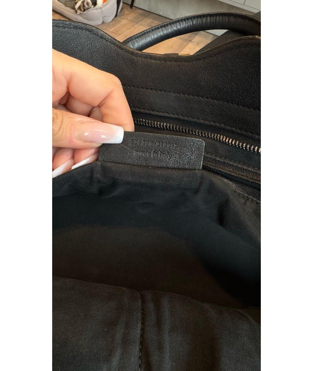SAINT LAURENT Черная кожаная сумка тоут, фото 8