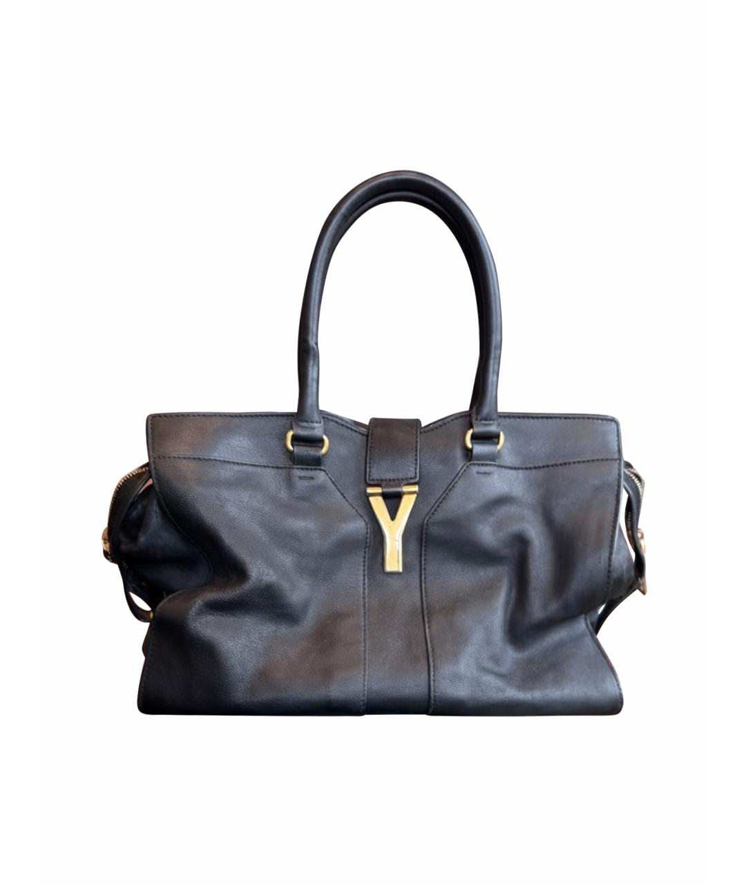 SAINT LAURENT Черная кожаная сумка тоут, фото 1