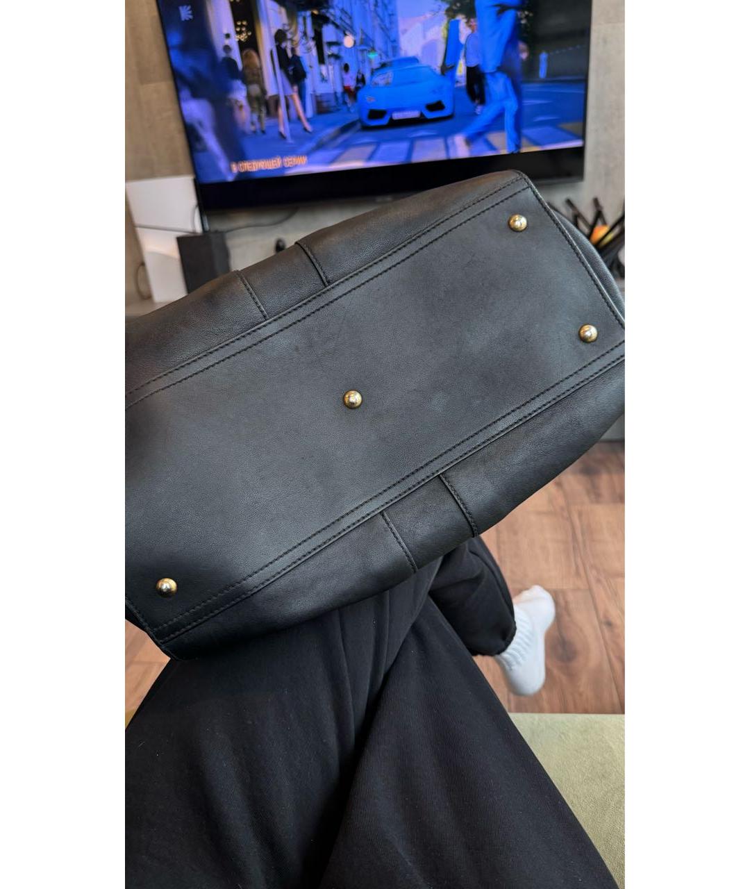 SAINT LAURENT Черная кожаная сумка тоут, фото 7