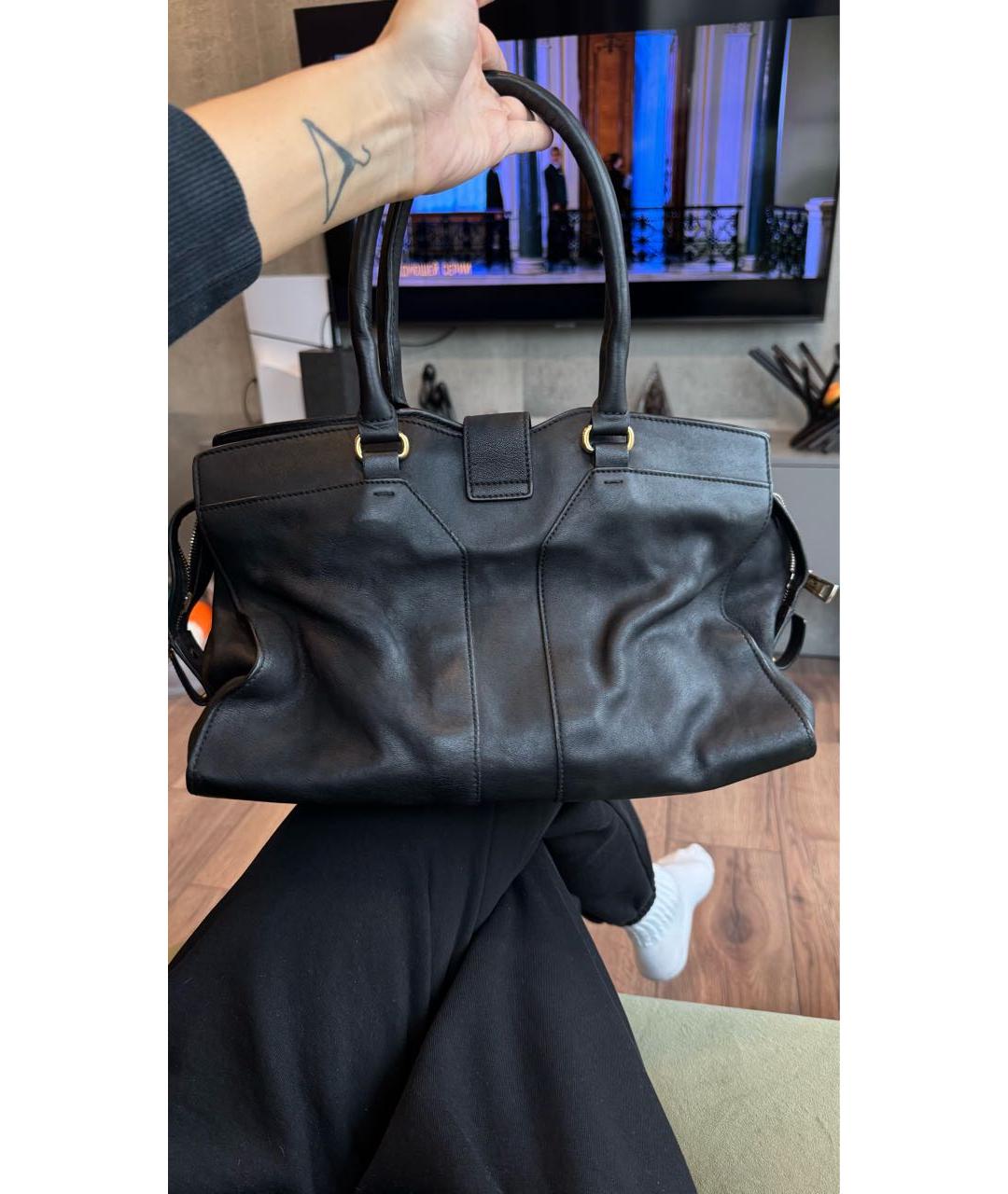 SAINT LAURENT Черная кожаная сумка тоут, фото 3