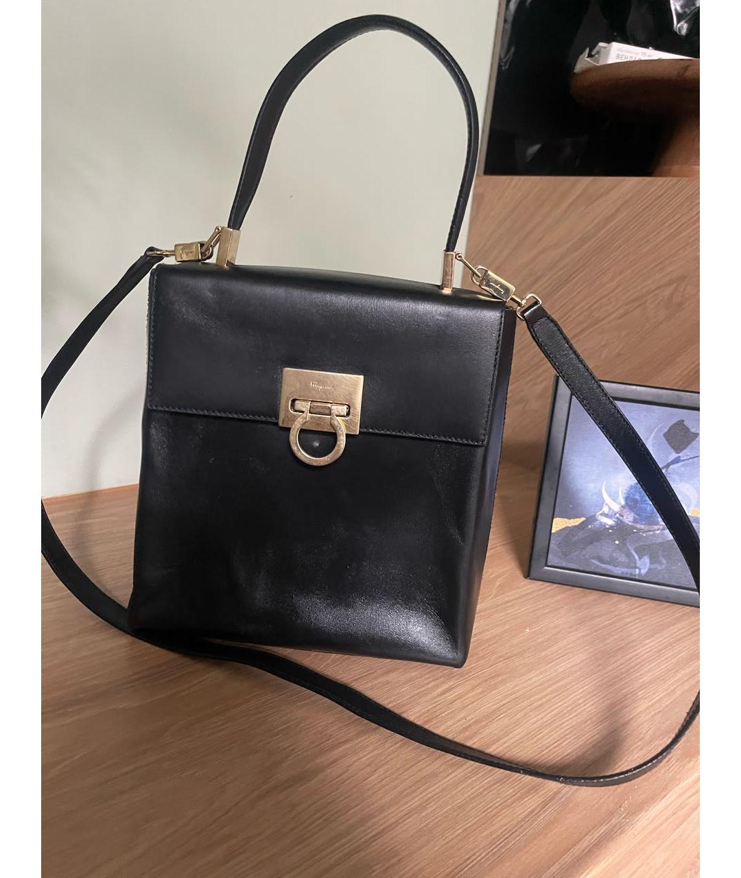 FERRAGAMO Черная кожаная сумка с короткими ручками, фото 8