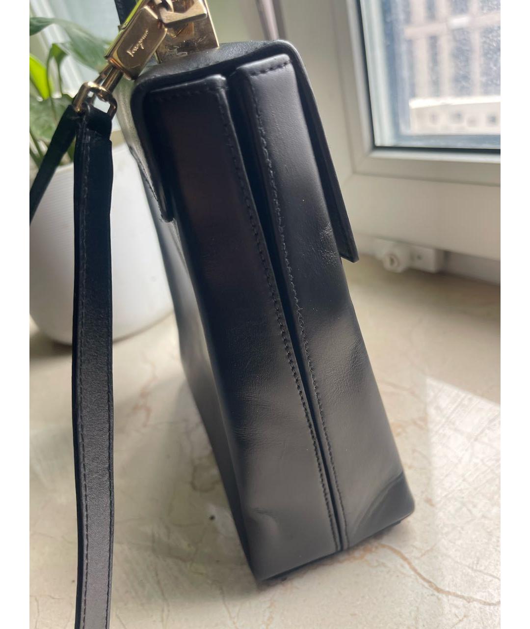 FERRAGAMO Черная кожаная сумка с короткими ручками, фото 7