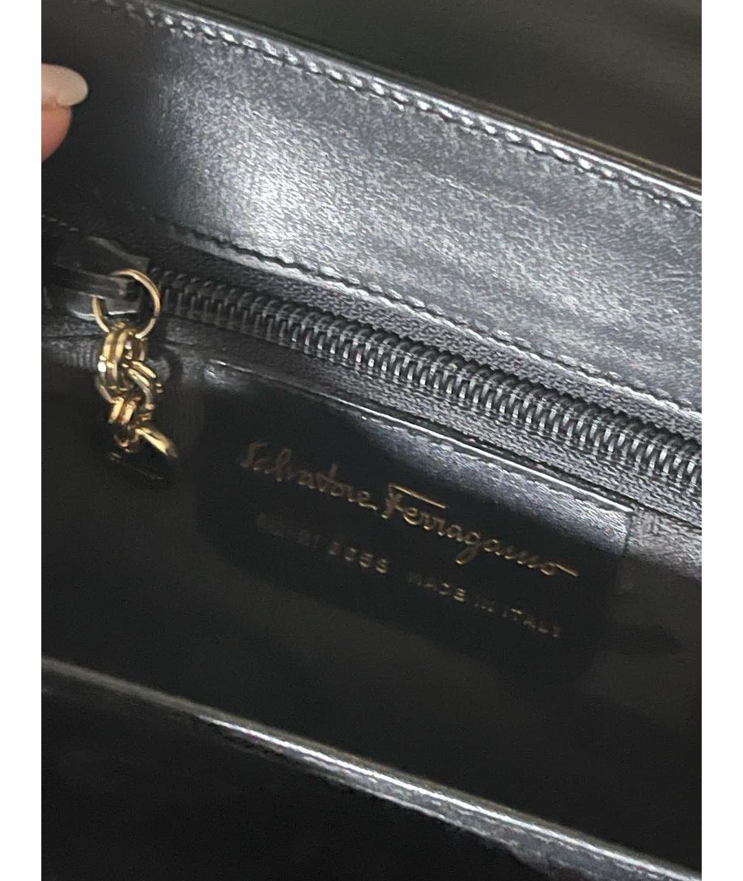 FERRAGAMO Черная кожаная сумка с короткими ручками, фото 4