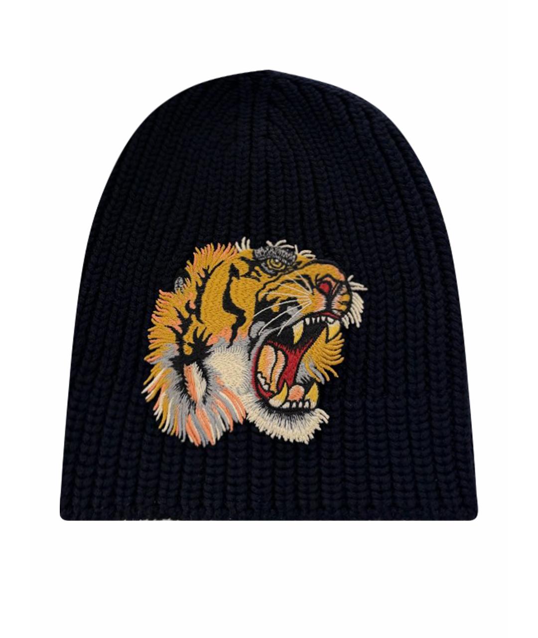 GUCCI Темно-синяя шерстяная шапка, фото 1