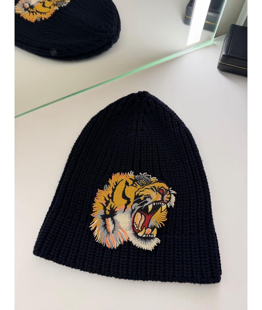 GUCCI Темно-синяя шерстяная шапка, фото 7