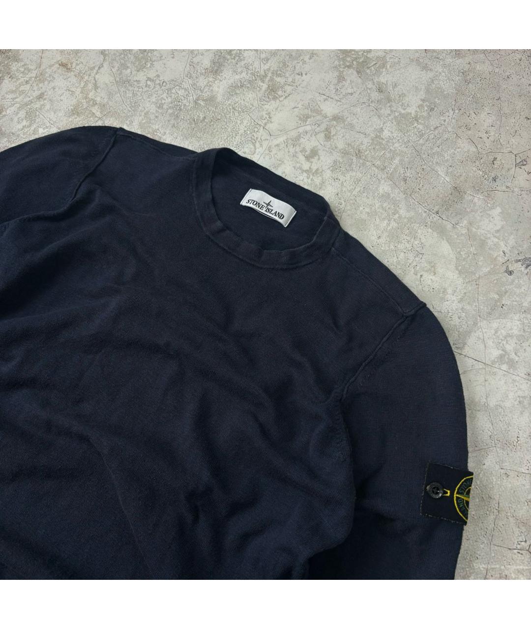 STONE ISLAND Темно-синий хлопковый джемпер / свитер, фото 2