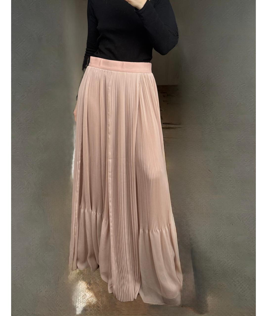 CHLOE Розовая шелковая юбка макси, фото 6
