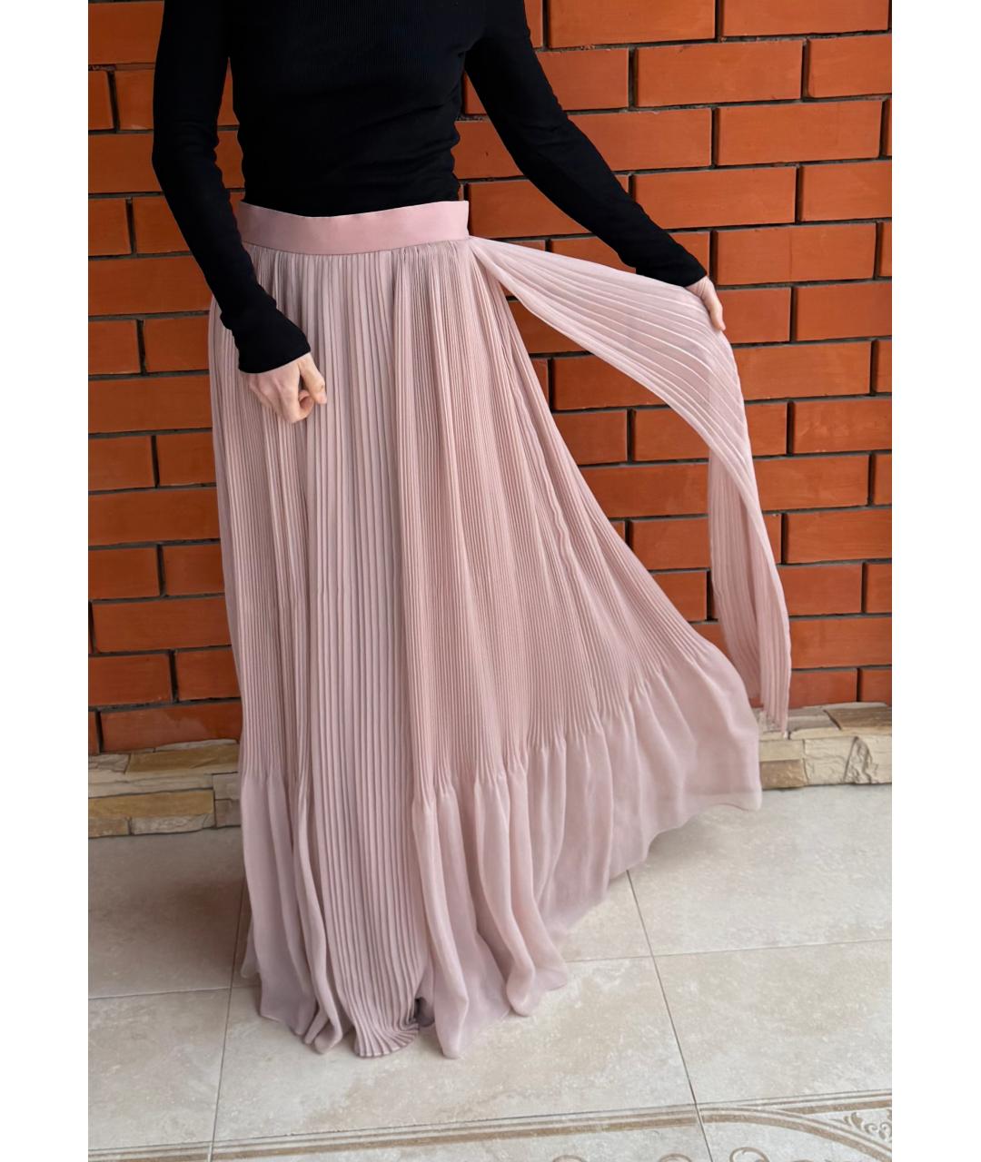 CHLOE Розовая шелковая юбка макси, фото 2