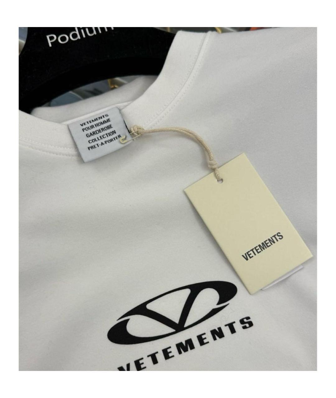 VETEMENTS Белая хлопковая футболка, фото 3