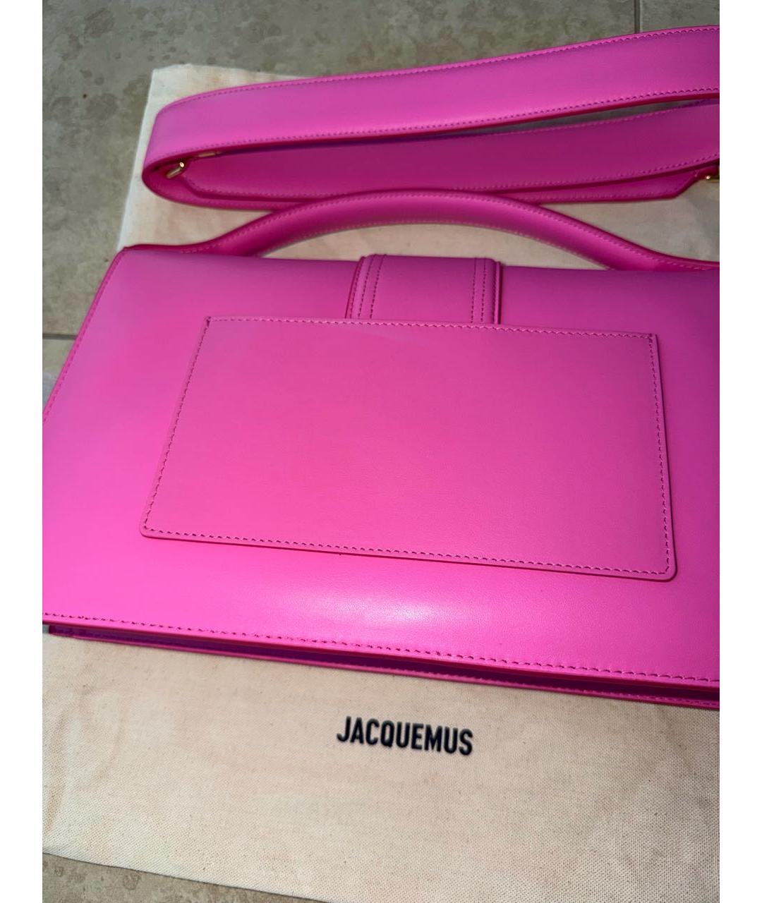 JACQUEMUS Фуксия кожаная сумка с короткими ручками, фото 5