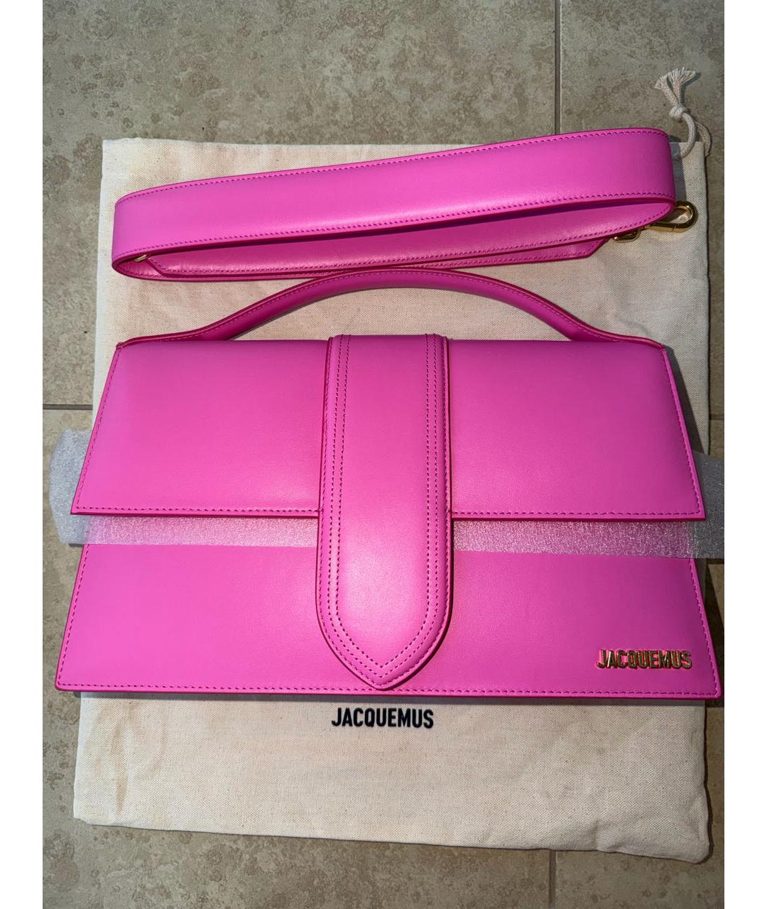 JACQUEMUS Фуксия кожаная сумка с короткими ручками, фото 2