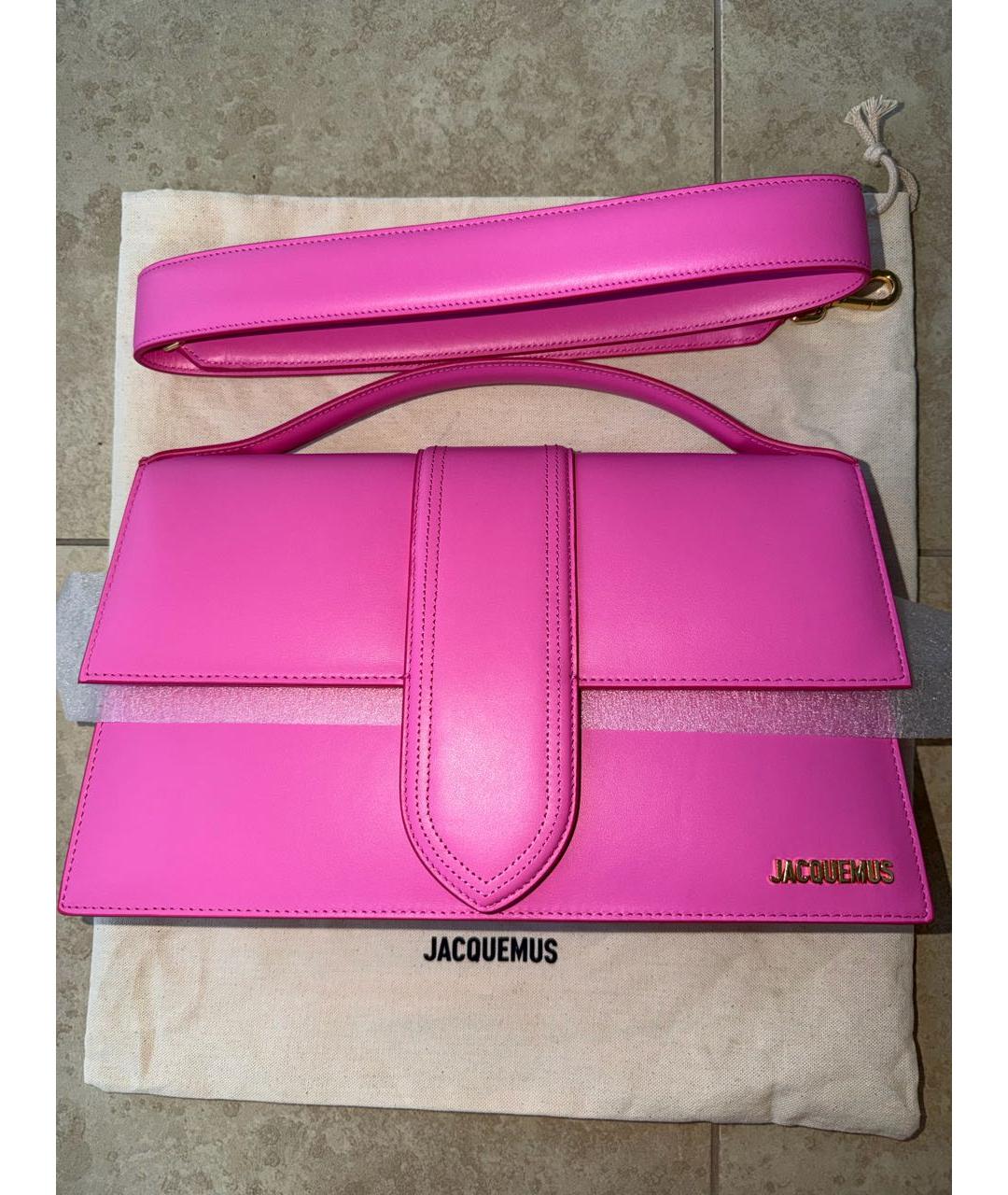 JACQUEMUS Фуксия кожаная сумка с короткими ручками, фото 7