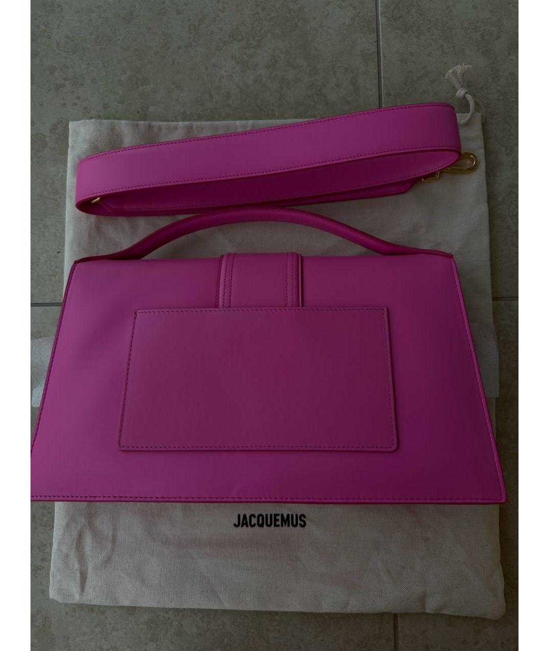 JACQUEMUS Фуксия кожаная сумка с короткими ручками, фото 4